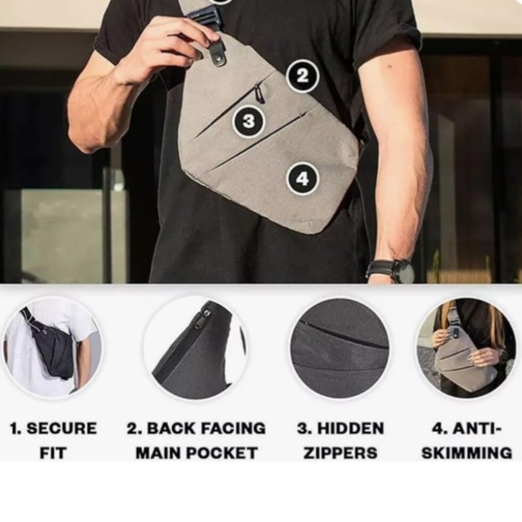 Anti-theft Sling Bag Water Repellent Crossbody Pink/Purple - Picture 10 of 10